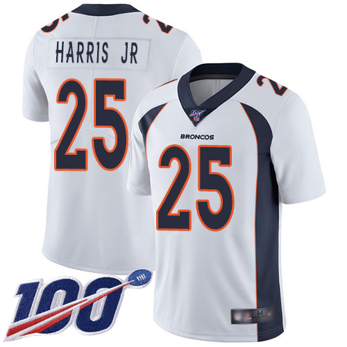 Men Denver Broncos #25 Chris Harris Jr White Vapor Untouchable Limited Player 100th Season Football NFL Jersey->women nfl jersey->Women Jersey
